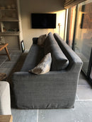 Bank Silke in een antraciet grijze linnen-katoen stof - 300 cm