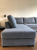 Hoekbank Monti in een antraciet grijze linnen-katoen stof - 2,5 zits met eiland