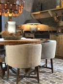 Eettafel Floor rond met bolpoot - onbehandeld teakhout