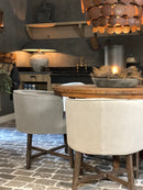 Eettafel Floor rond met bolpoot - onbehandeld teakhout