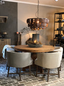 Eettafel Floor rond met bolpoot - onbehandeld teakhout