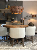 Eettafel Floor rond met bolpoot - onbehandeld teakhout