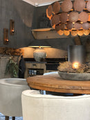 Eettafel Floor rond met bolpoot - onbehandeld teakhout