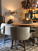 Eettafel Floor rond met bolpoot - onbehandeld teakhout