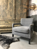 Fauteuil Chris in een antraciet linnen-katoen stof