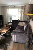 Hoekbank Monti in een antracietgrijze velours stof - 3 zits bank met eiland 125 cm