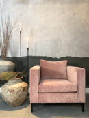 Fauteuil Anneloes in oudroze matte velours stof - extra diepe zit