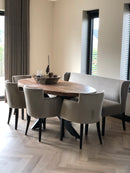 Ovale eettafel van mangohout met stalen spinpoot - 240 cm