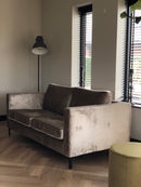 Bank Anneloes in champagnekleurig velours stof 2,5 zit