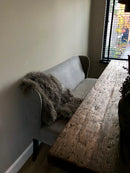 Eetkamerbank Gina in antracietgrijze katoen-linnen stof 160 cm