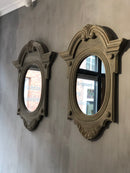 Ossenoog spiegel van vergrijsd hout - 82x60 cm