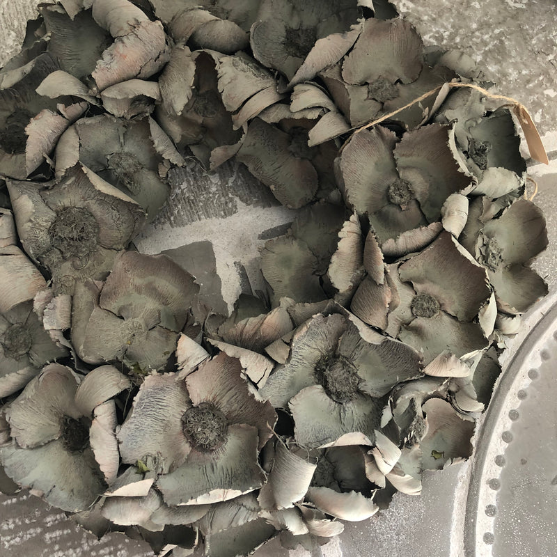 Krans van kokosblad grey washed 45 cm