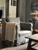 Fauteuil Silke in lichtgrijze linnen-katoen stof