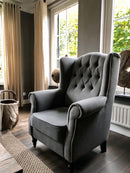 Fauteuil Harald in grijze katoen linnen stof