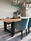 Eetkamerstoel Soho in azuurblauwe velours stof