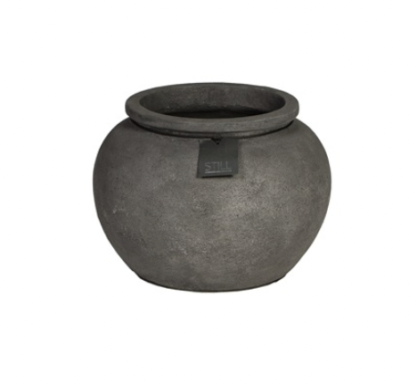 Lage ronde pot met opstaande hals - maat S - Grey