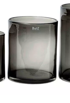 Dutz Collection Cilindervaas/windlicht smoke zwart H25xD22 cm