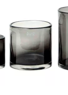 Dutz Collection Cilindervaas/windlicht smoke zwart H14xD14 cm