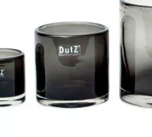Dutz Collection Cilindervaas/windlicht smoke zwart H10xD10 cm