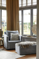 Fauteuil Silke in een lichtgrijze linnen-katoen stof