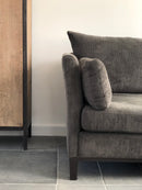 Bank Charlie in grove chocoladebruine stof - 3 zits bank