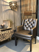 Eetkamerstoel Finn in glanzend bruin/grijs PU-leder