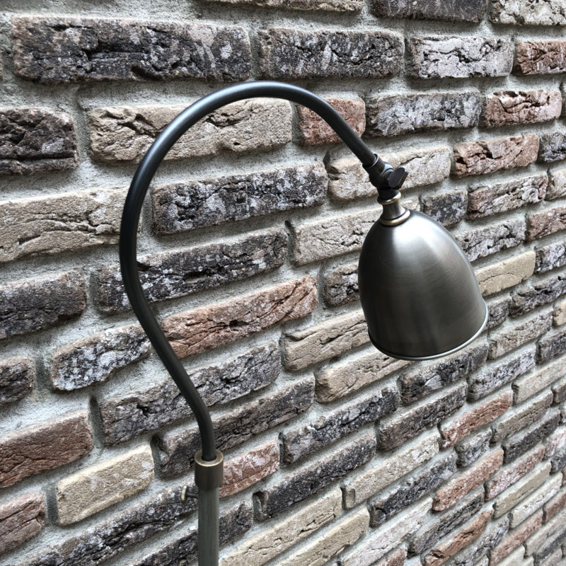 Vloerlamp Leanne - leeslamp met verstelbare hals - Staal en leisteen