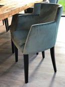 Eetkamerstoel Soho in azuurblauwe velours stof