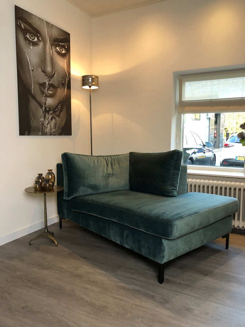 Chaise lounge Anneloes in petrol velours
