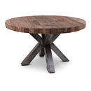 Eettafel Claire rond met robuust blad en oud stalen spinpoot